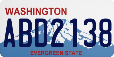WA license plate ABD2138