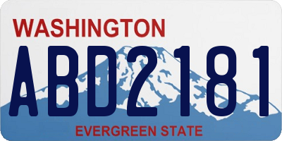 WA license plate ABD2181