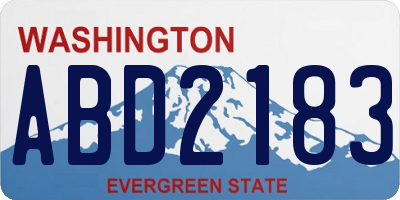 WA license plate ABD2183