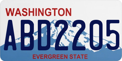 WA license plate ABD2205
