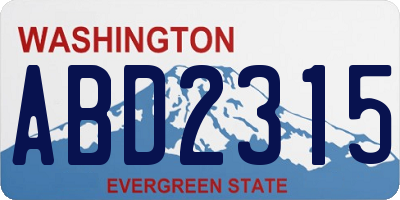 WA license plate ABD2315