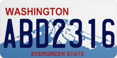 WA license plate ABD2316