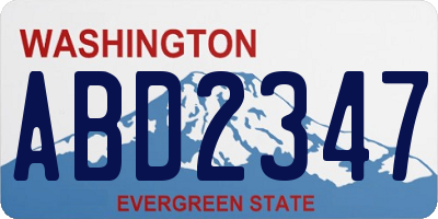 WA license plate ABD2347