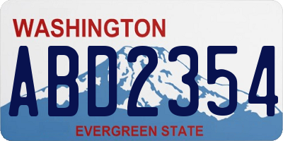 WA license plate ABD2354