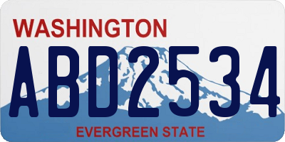 WA license plate ABD2534