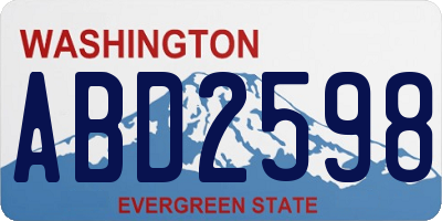 WA license plate ABD2598