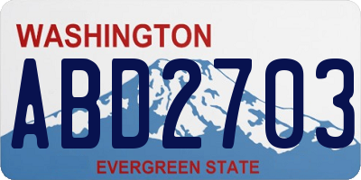 WA license plate ABD2703