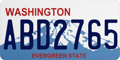 WA license plate ABD2765