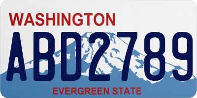 WA license plate ABD2789