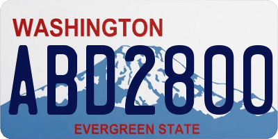 WA license plate ABD2800