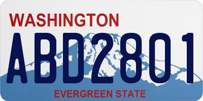 WA license plate ABD2801