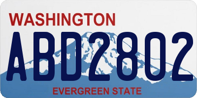 WA license plate ABD2802