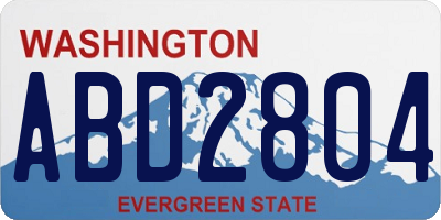WA license plate ABD2804