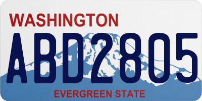 WA license plate ABD2805