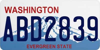 WA license plate ABD2839