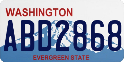 WA license plate ABD2868