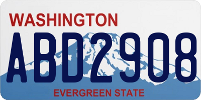 WA license plate ABD2908