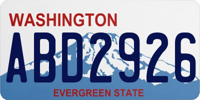 WA license plate ABD2926