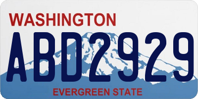 WA license plate ABD2929