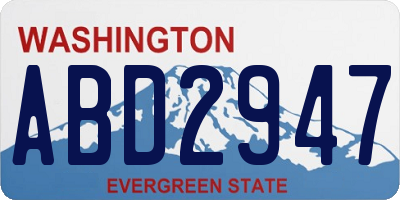 WA license plate ABD2947