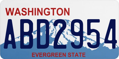 WA license plate ABD2954