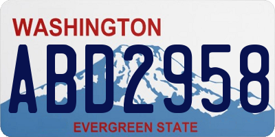 WA license plate ABD2958