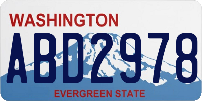 WA license plate ABD2978