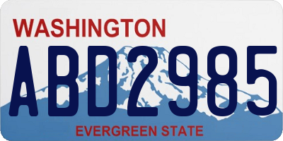 WA license plate ABD2985