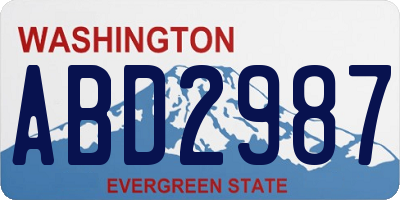 WA license plate ABD2987