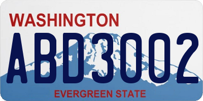 WA license plate ABD3002