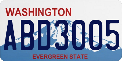 WA license plate ABD3005