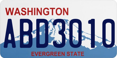 WA license plate ABD3010