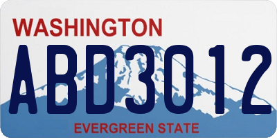 WA license plate ABD3012