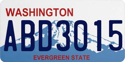 WA license plate ABD3015