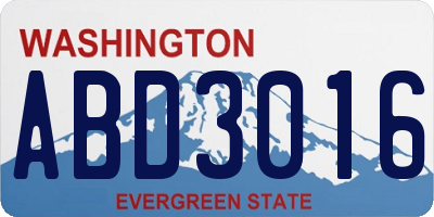 WA license plate ABD3016