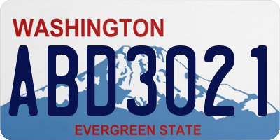 WA license plate ABD3021