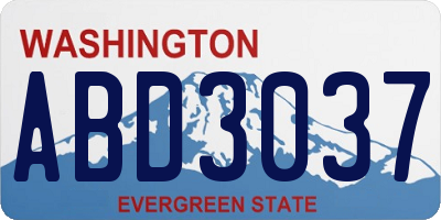 WA license plate ABD3037