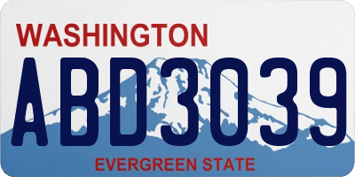 WA license plate ABD3039