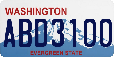WA license plate ABD3100