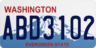 WA license plate ABD3102