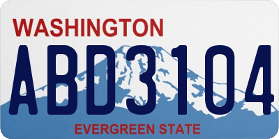 WA license plate ABD3104