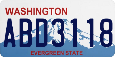 WA license plate ABD3118