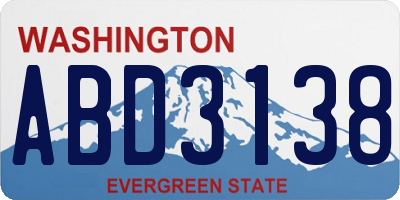 WA license plate ABD3138