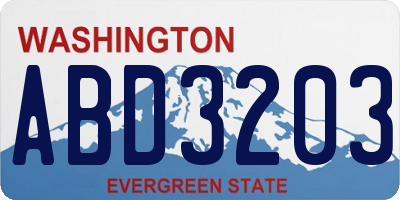 WA license plate ABD3203