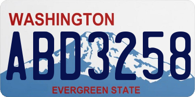 WA license plate ABD3258