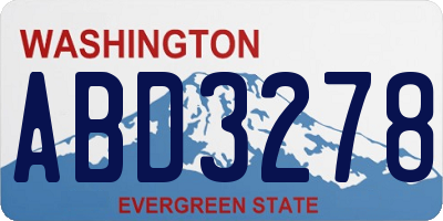 WA license plate ABD3278