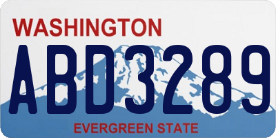 WA license plate ABD3289
