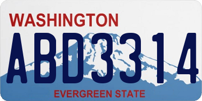 WA license plate ABD3314