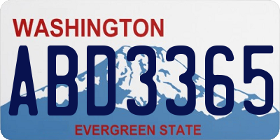 WA license plate ABD3365