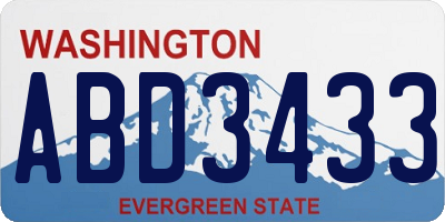 WA license plate ABD3433